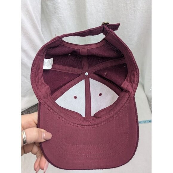 Wool blend burgundy baseball cap, plain, good condition, one size fits most S15 - Picture 4 of 5